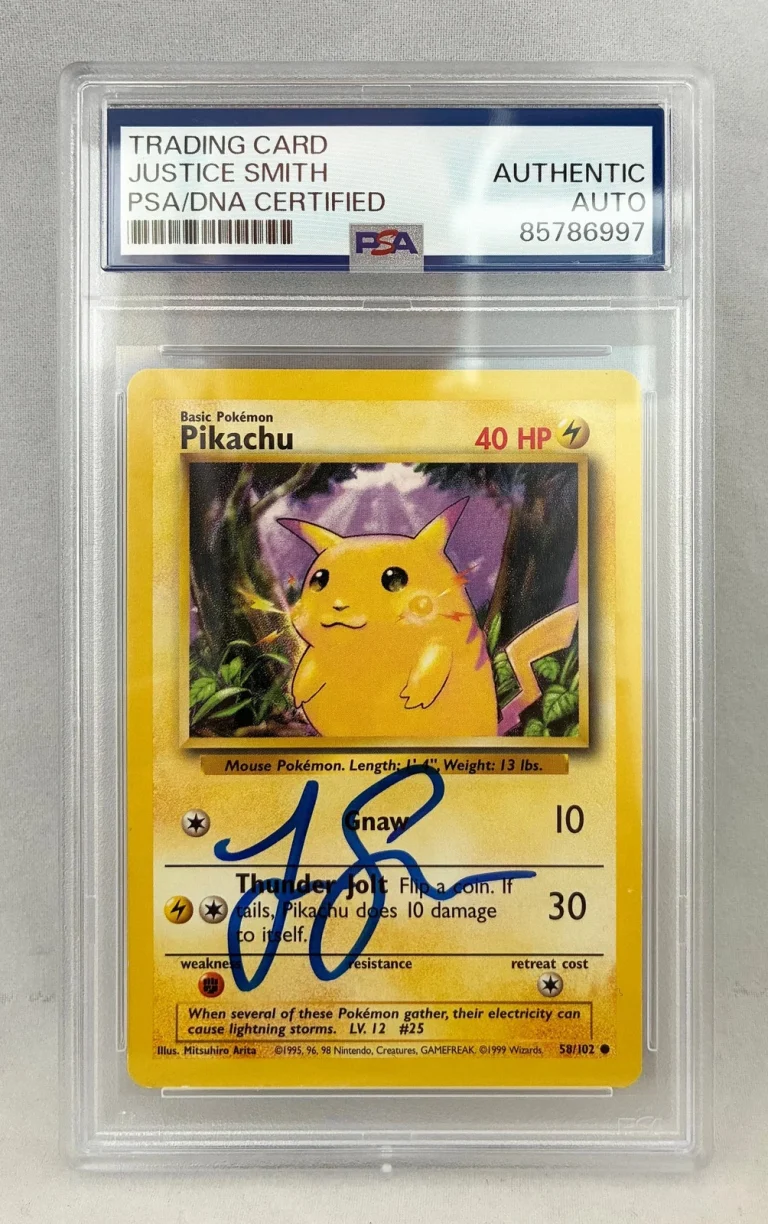 Justice Smith Signed Card Pokemon Pikachu PSA/DNA 1 COA