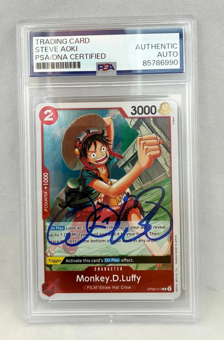 Steve Aoki Signed Card One Piece Monkey D Luffy Red PSA/DNA COA