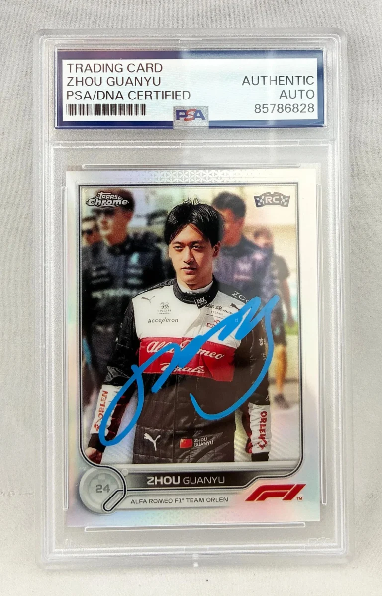 Zhou Guanyu Signed Rookie Card 2022 Topps Chrome #68 F1 PSA/DNA COA