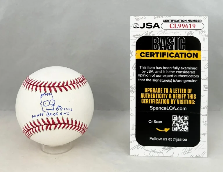 Matt Groening Signed Baseball Bart Simpson JSA COA