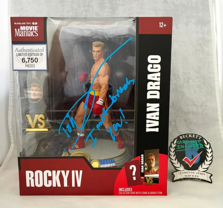 Dolph Lundgren Signed Action Figure Ivan Drago Rocky Beckett BAS COA
