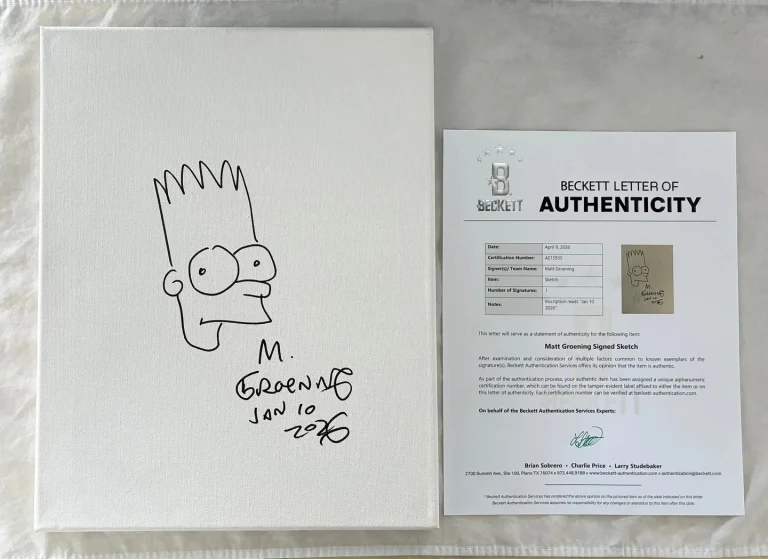 Matt Groening Signed 11x14 Sketch Hand Drawn Canvas The Simpsons Bart Beckett...