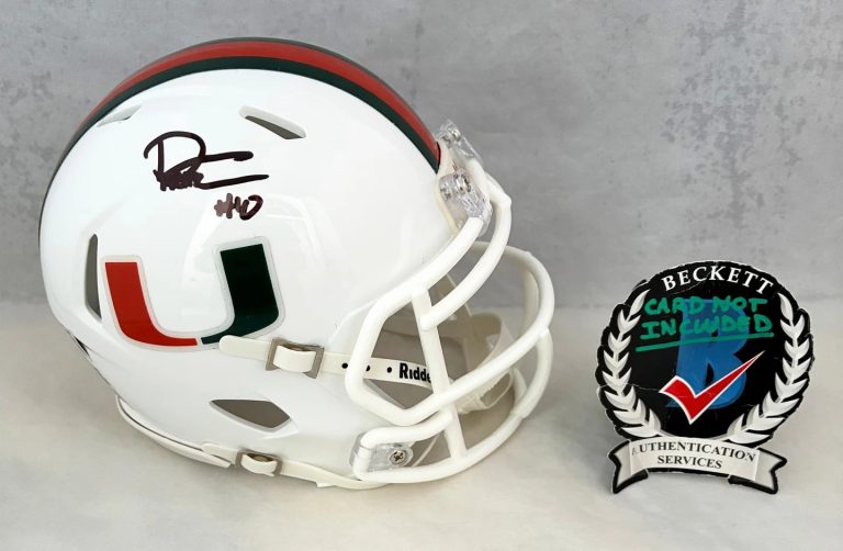 Darian Mensah Signed Mini Helmet Miami Hurricanes Beckett BAS 1 COA
