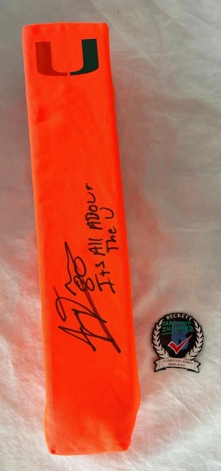 Jimmy Graham Signed Pylon Miami Hurricanes Beckett BAS COA
