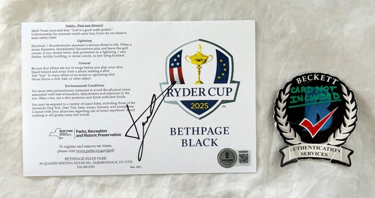 Luke Donald Signed 2025 Ryder Cup Scorecard Bethpage Black Beckett BAS COA