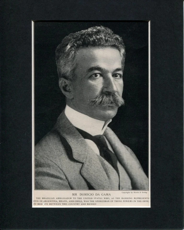 Domicio Da Gama Brazilian Ambassador To US Original Engraving Book Photo Display