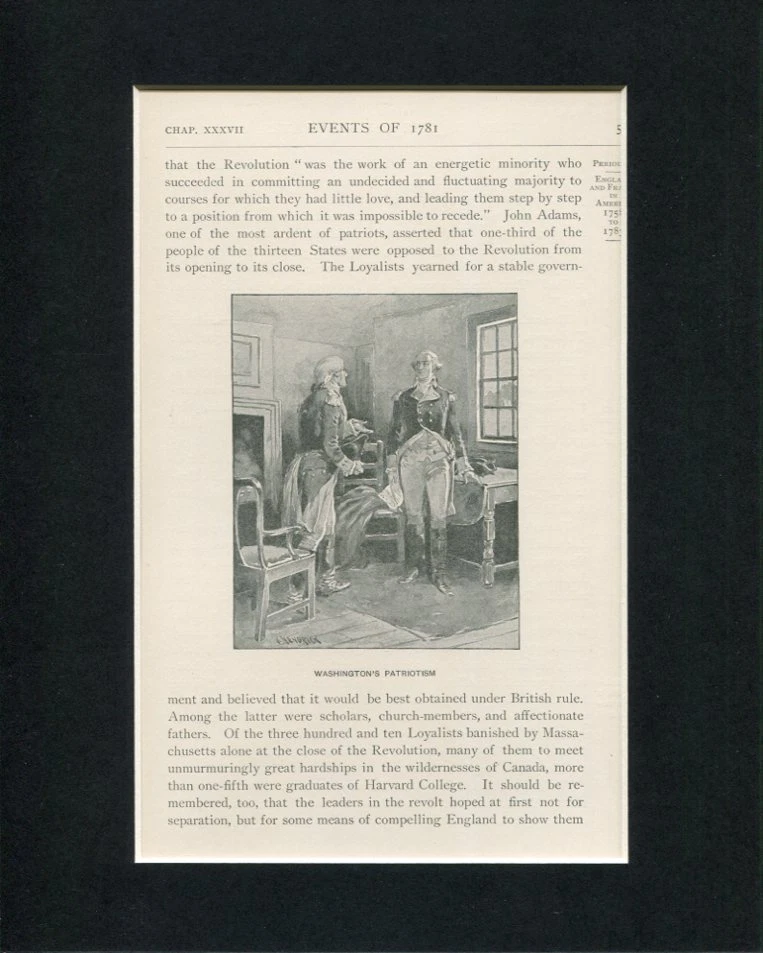 George Washington Patriotism Original Engraving Book Photo Display