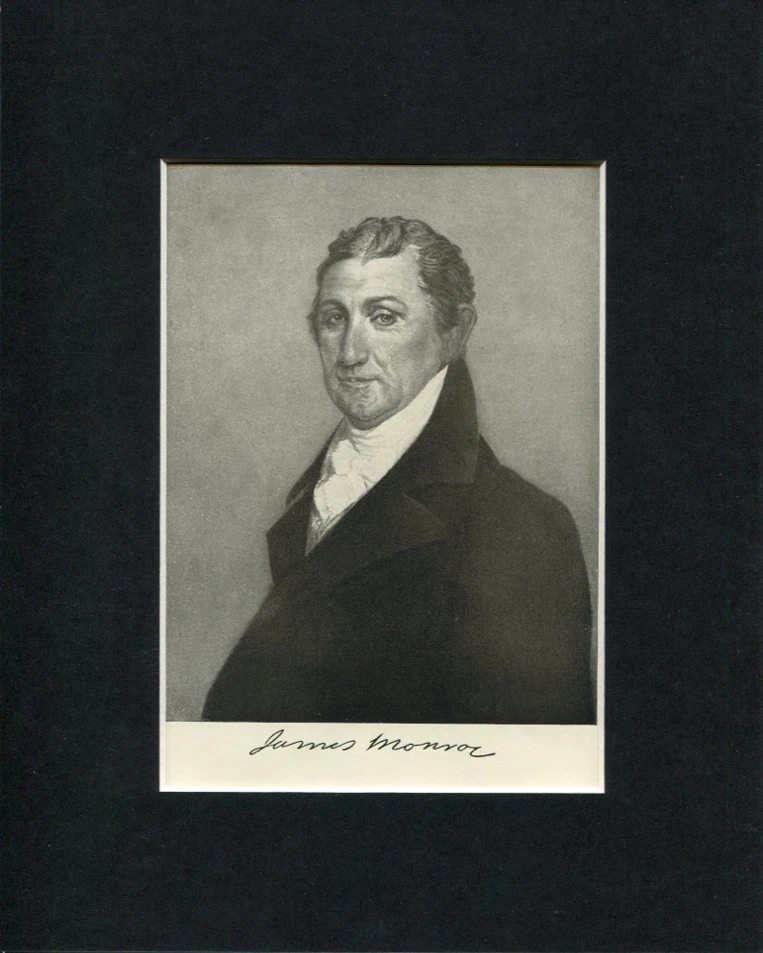 James Monroe 5th US President Original Engraving Book Photo Display