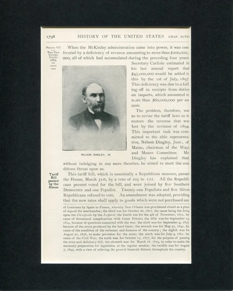 Nelson Dingley Jr Governor of Maine US Representative Original Photo Display