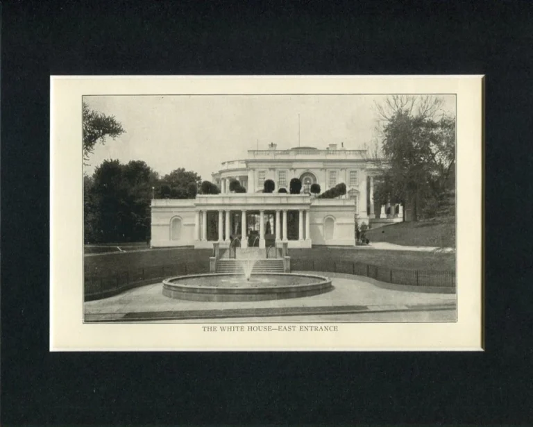 The White House East Entrance Original Engraving Book Photo Display