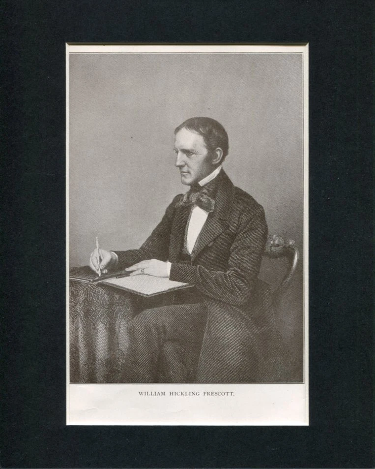William Hickling Prescott Spanish Empire Author Original Book Photo Display