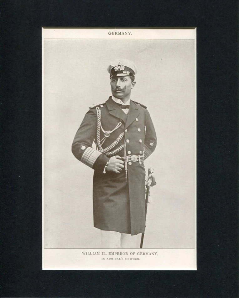 William II Wilhelm Last German Emperor Engraving Book Photo Display