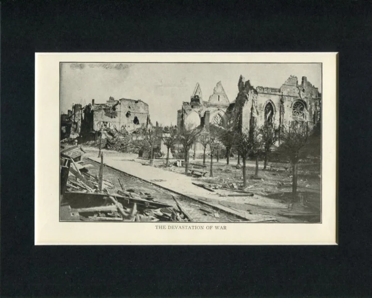 World War I Devastation Peronne France Book Engraving Photo Display