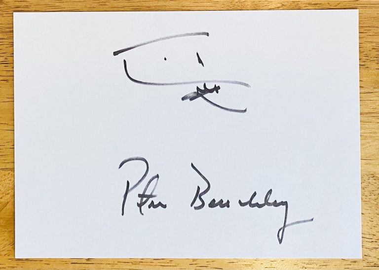 Peter Benchley Signed Autographed 5x7 Card w Jaws Sketch JSA Letter Author