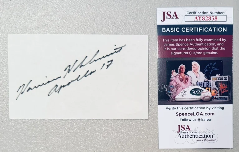 Harrison Schmitt Signed Autographed 3x5 Card JSA Cert NASA Apollo 17 Astronaut