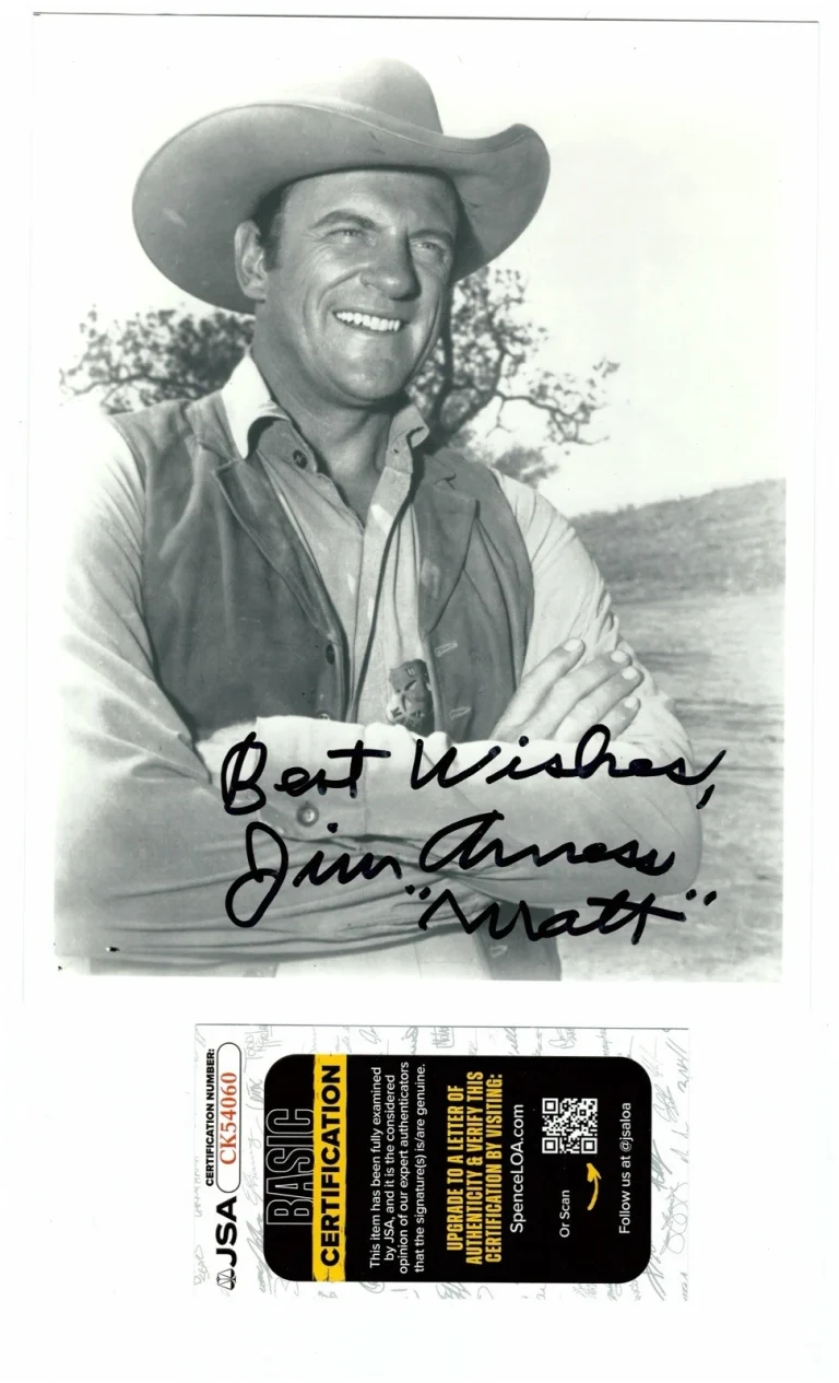 James Jim Arness Signed Autographed Gunsmoke 8x10 Photo Character Name JSA Cert