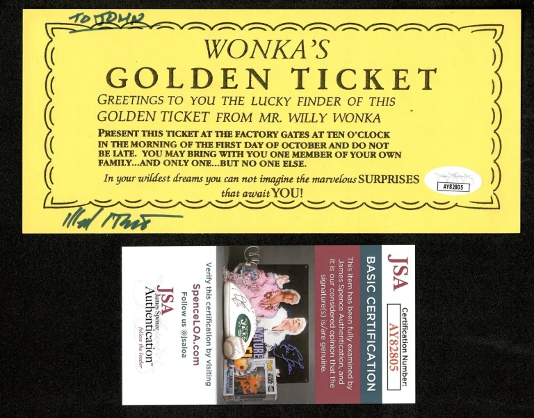 Mel Stuart Signed Autographed Willy Wonka Golden Ticket JSA Cert Director