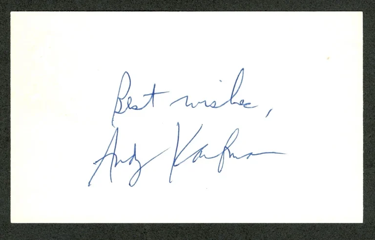 Andy Kaufman Signed Autographed 3x5 Card SWAU Authenticated Taxi SNL Comedian