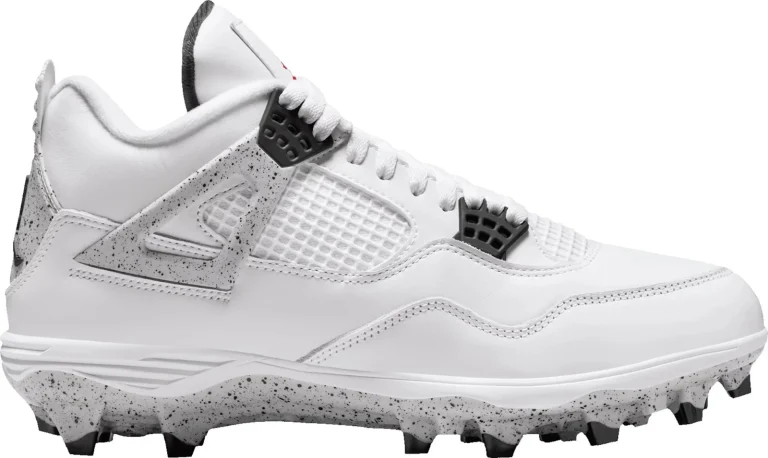 Jordan 4 Retro TD Football Cleats Men Size 16 White Cement Black Grey HQ0207-106