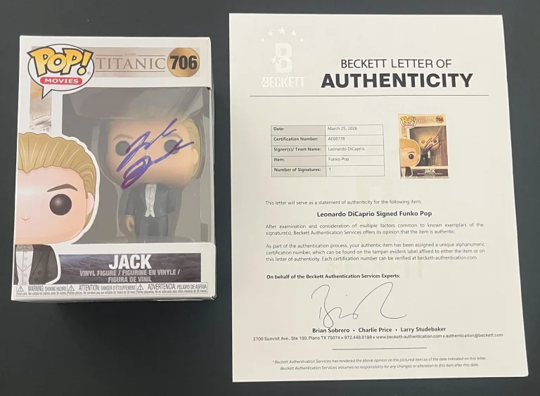 LEONARDO DICAPRIO SIGNED AUTOGRAPH TITANIC JACK #706 FUNKO w/PROOF & BECKETT COA