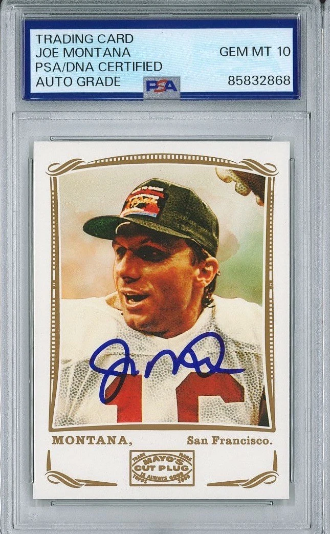 Joe Montana Signed 2009 Topps Mayo #125 Card PSA 85832868 GEM MINT 10 AUTO
