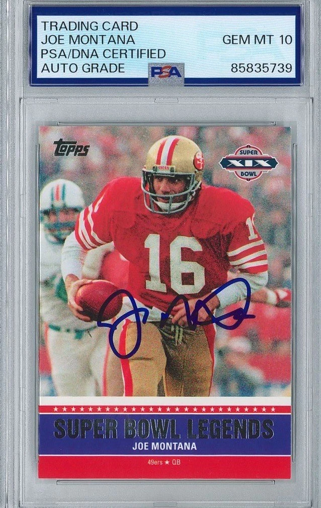 Joe Montana Signed 2011 Topps #SBL-XIX Trading Card PSA #5739 GEM MINT 10 AUTO