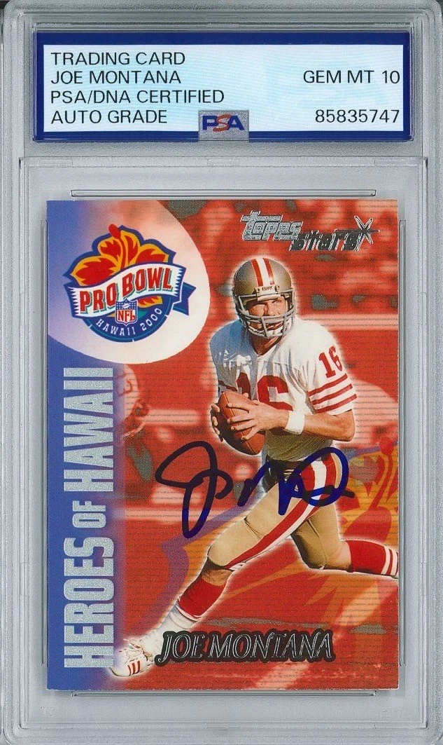 Joe Montana Signed 2000 Topps Stars #142 Card PSA 85835747 GEM MINT 10 AUTO