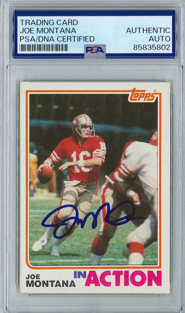 Joe Montana Signed 1982 Topps #489 Card PSA 85835802 GEM MINT 10 AUTO