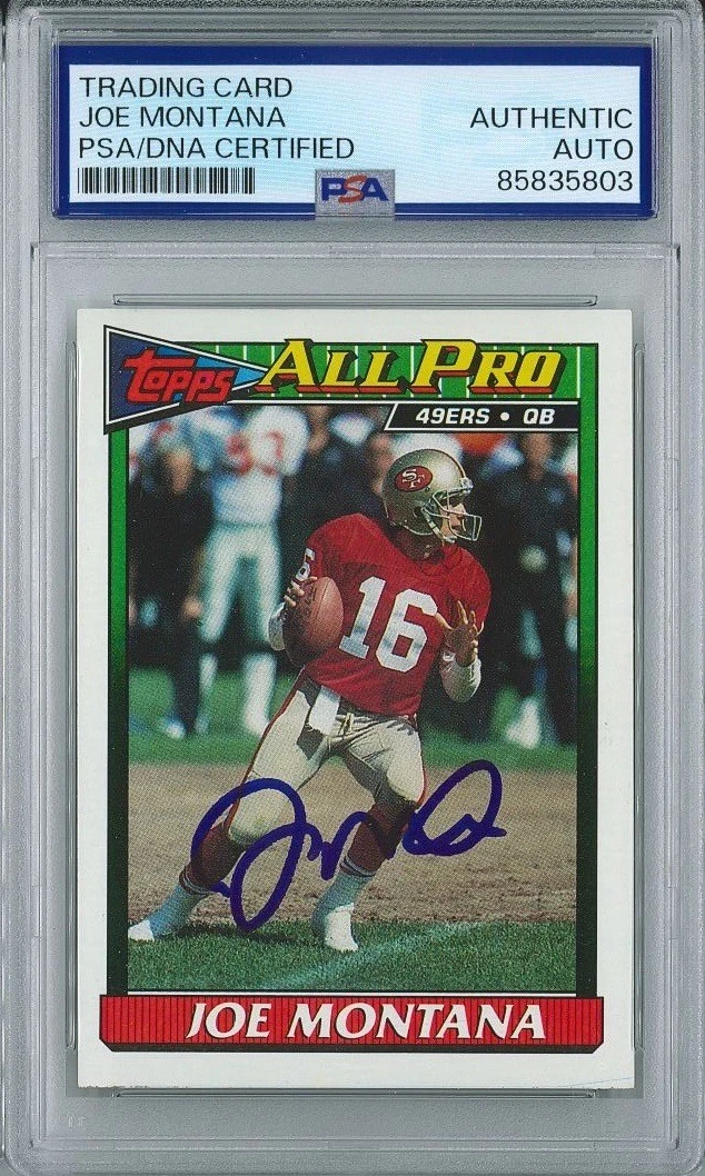 Joe Montana Signed 1991 Topps #73 Card PSA 85835803 GEM MINT 10 AUTO