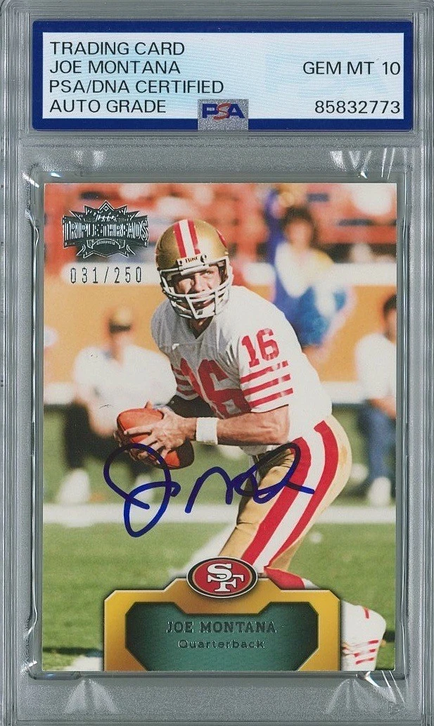 Joe Montana Signed 2011 Topps Triple Threads #77 Card PSA #2773 GEM MINT 10 AUTO