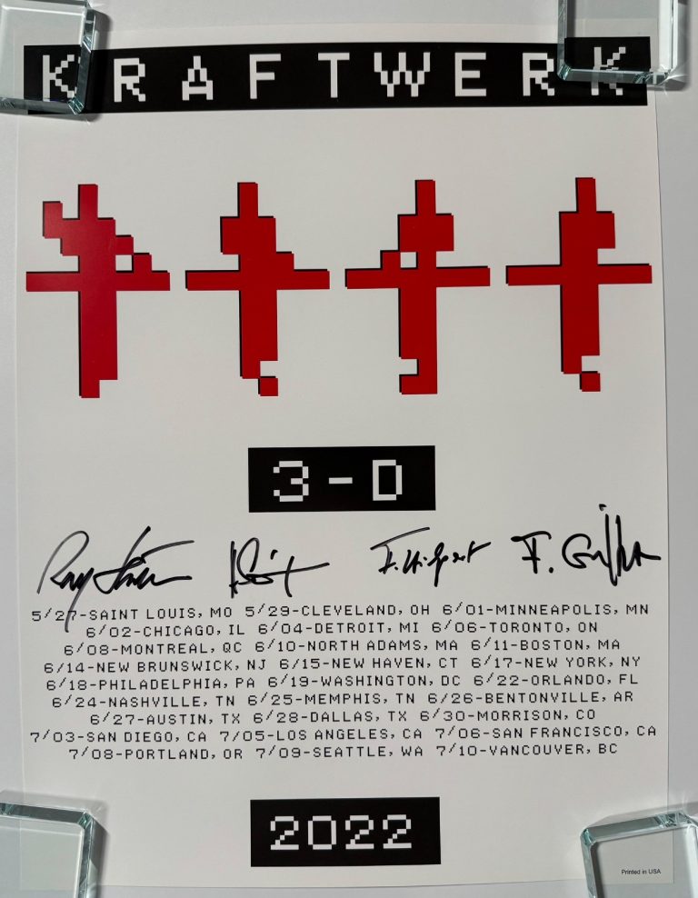 Kraftwerk JSA Signed Autograph Fully Signed 3-D 2022 Concert Poster Lithograph
