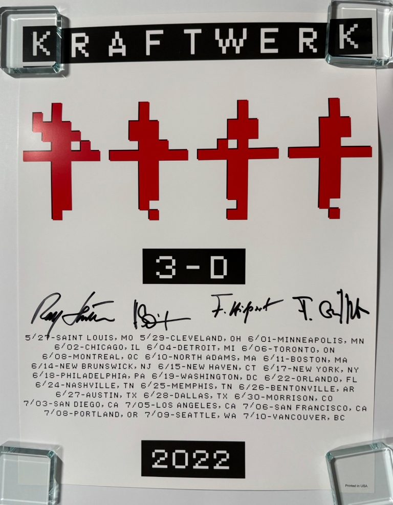 Kraftwerk JSA Signed Autograph Fully Signed 3-D Concert Poster Lithograph  2022
