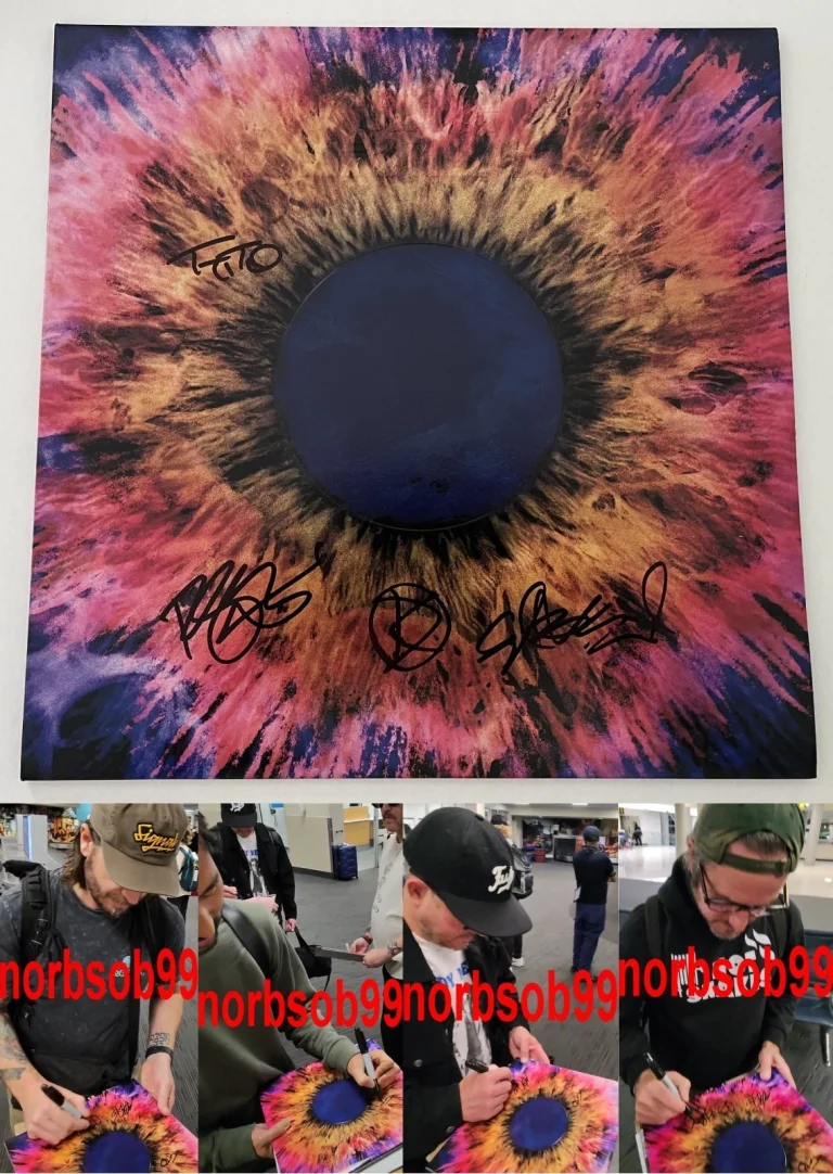 THRICE BAND SIGNED AUTOGRAPH HORIZONS EAST VINYL RECORD ALBUM w/EXACT PROOF COA