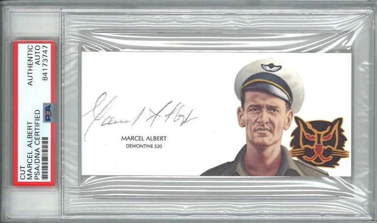 Marcel Albert Signed Cut Signature PSA/DNA WWII French Fighter Ace GOE