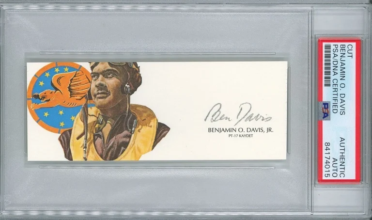 Benjamin O Davis Jr Signed Cut Signature PSA/DNA Tuskegee Airmen GOE PT-17