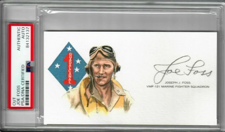 Joe Foss Signed Cut Signature PSA/DNA Medal Honor WWII Ace GOE VMF-121