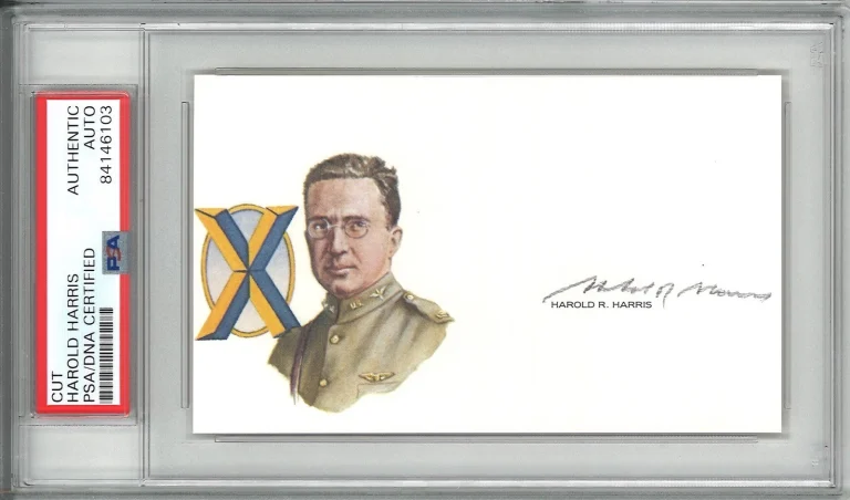 Harold R Harris Signed Cut Signature PSA/DNA Aviation Pioneer GOE