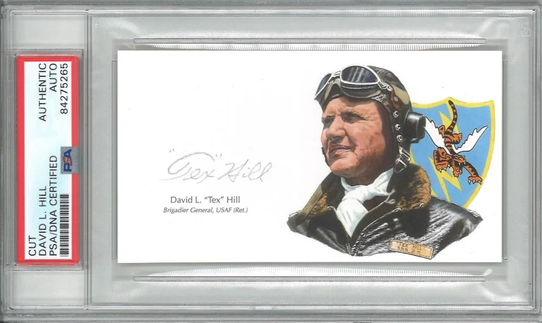 David Tex Hill Signed Cut Signature PSA/DNA Flying Tigers Ace GOE BG USAF Ret