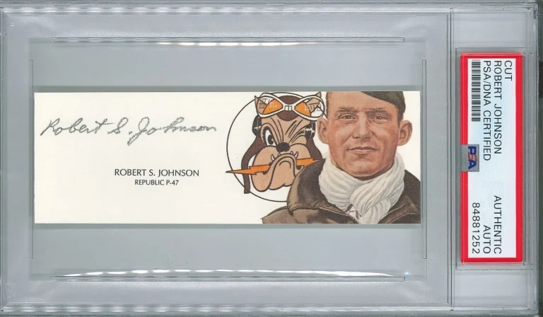 Robert S Johnson Signed Cut Signature PSA/DNA P-47 Ace GOE