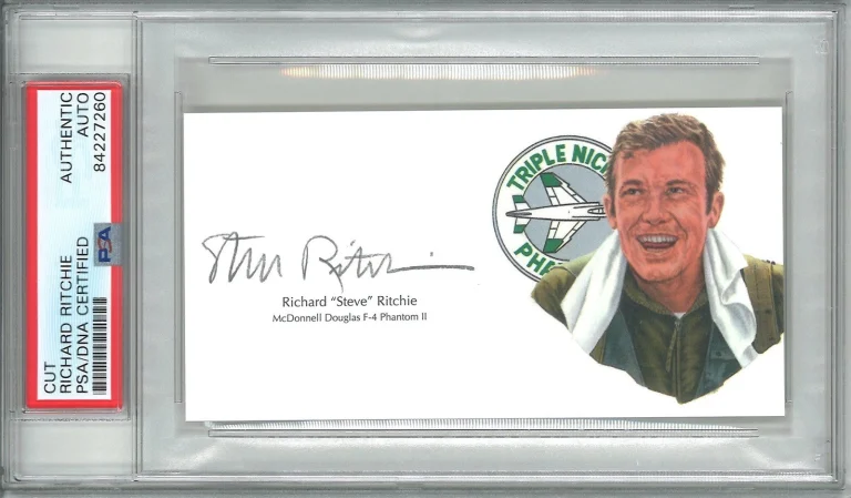Steve Ritchie Signed Cut Signature PSA/DNA Vietnam Ace GOE F-4
