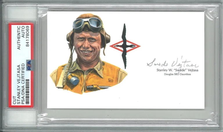 Stanley Swede Vejtasa Signed Cut Signature PSA/DNA Navy Ace GOE