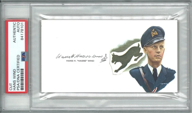 Hans Wind Signed Cut Signature PSA/DNA 75 Victory Ace GOE