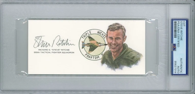Steve Ritchie Signed Cut Signature PSA/DNA Vietnam Ace GOE RSR