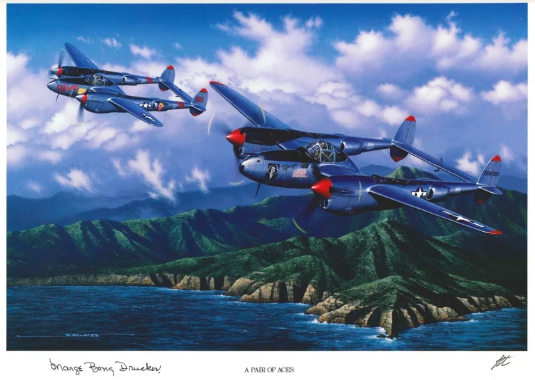 Marjorie Bong Signed A Pair of Aces Print Stan Stokes Richard Bong AIV COA