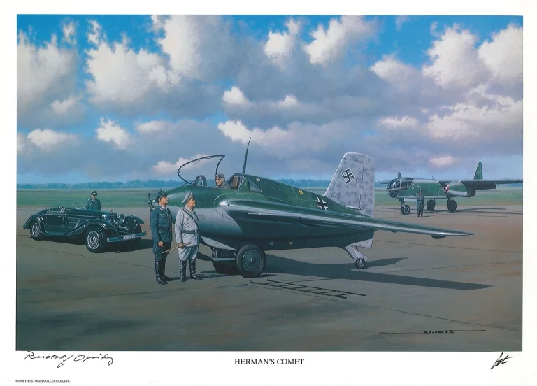 Rudolph Opitz Signed Herman's Comet Print Stan Stokes Me 163 Ace AIV COA