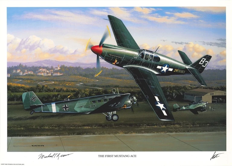 Michael Russo Signed First Mustang Ace Print Stan Stokes P-51 Mustang AIV