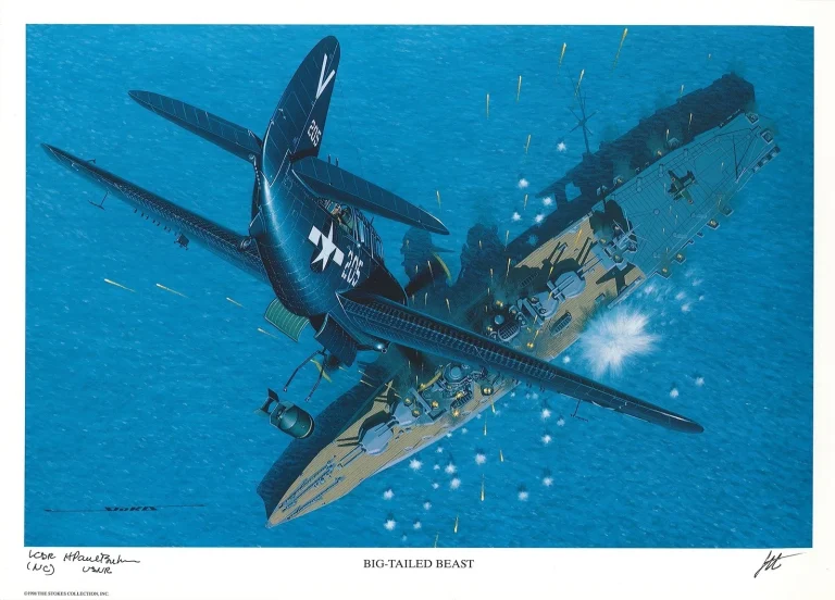 Paul Brehm Signed Big Tailed Beast Print Stan Stokes SB2C Helldiver AIV