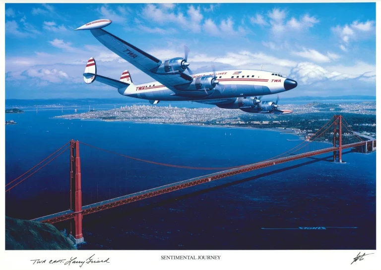 Larry Girard Signed Sentimental Journey Print Stan Stokes TWA Pilot AIV