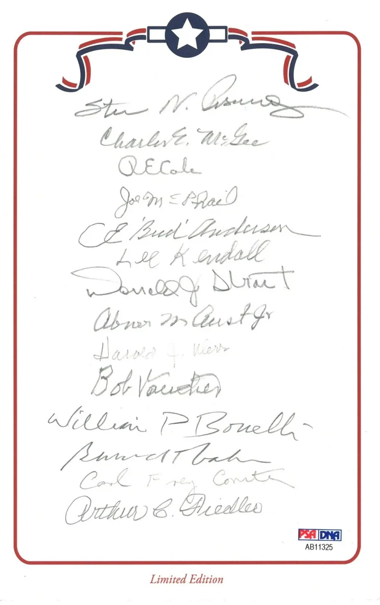 WWII Distinguished Flying Cross Recipients Signed Bookplate PSA DNA 13 Autos