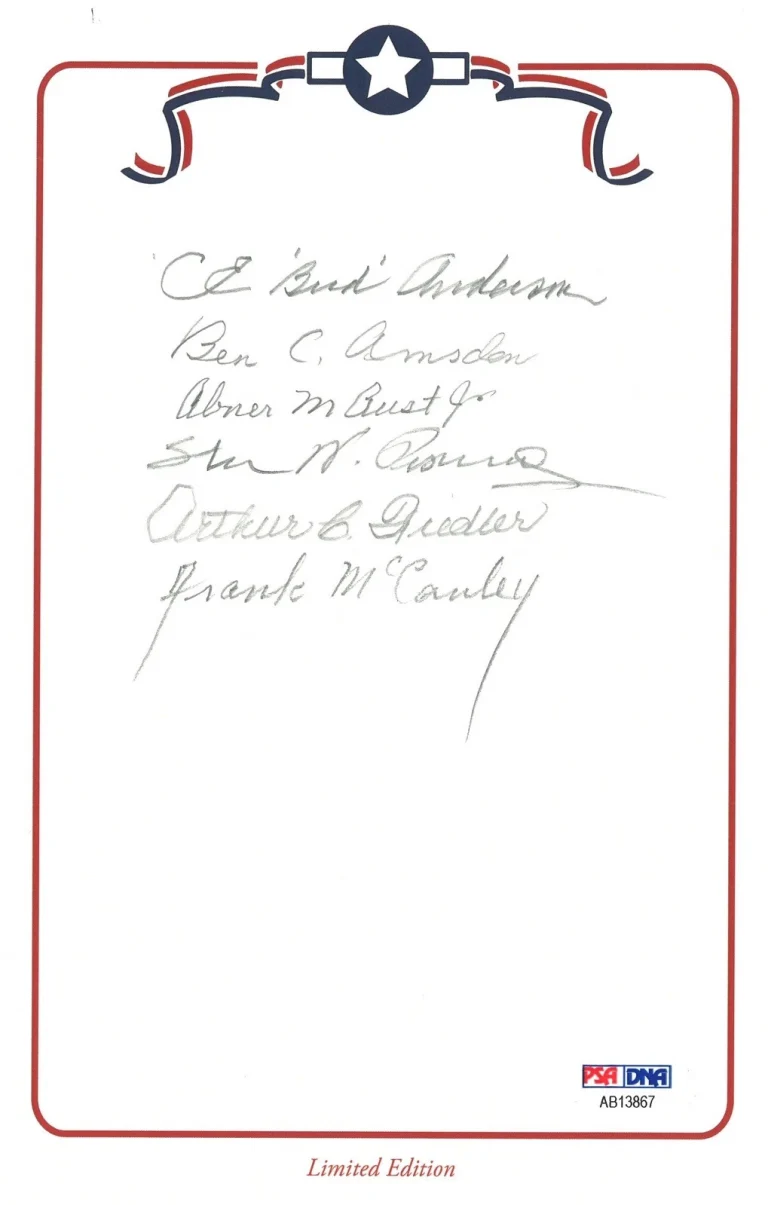 WWII American Fighter Aces Signed Bookplate PSA DNA LOA 6 Ace Autos